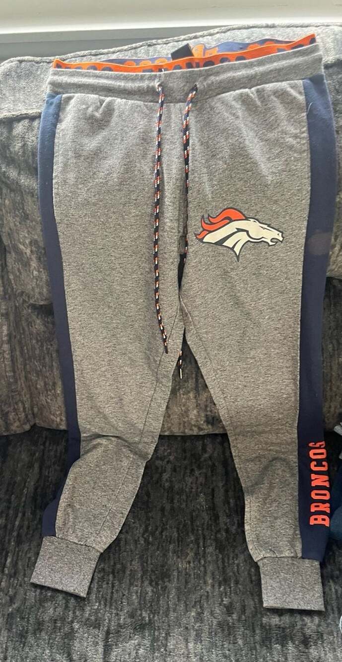 Denver Broncos NFL Sweatpants Size XS Gray Joggers- womans